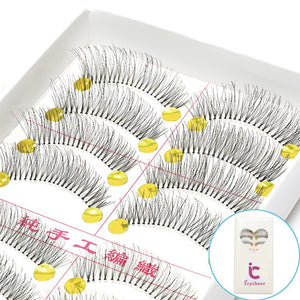 ICYCHEER 10Pairs Mink Hair False Eyelashes Natural/Thick Long Eye Lashes Wispy Makeup Messy Winged Extension Tools Wimpers