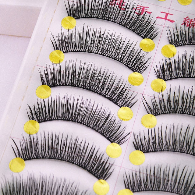 ICYCHEER 10Pairs Mink Hair False Eyelashes Natural/Thick Long Eye Lashes Wispy Makeup Messy Winged Extension Tools Wimpers