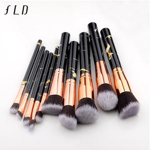 FLD 10 Pcs/ 8 Pcs professional makeup brush Set tools Powder Foundation Eyeshadow Lip Eyeliner Blush Marble Face Makeup Brushes