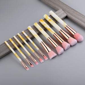 FLD 10 Pcs/ 8 Pcs professional makeup brush Set tools Powder Foundation Eyeshadow Lip Eyeliner Blush Marble Face Makeup Brushes