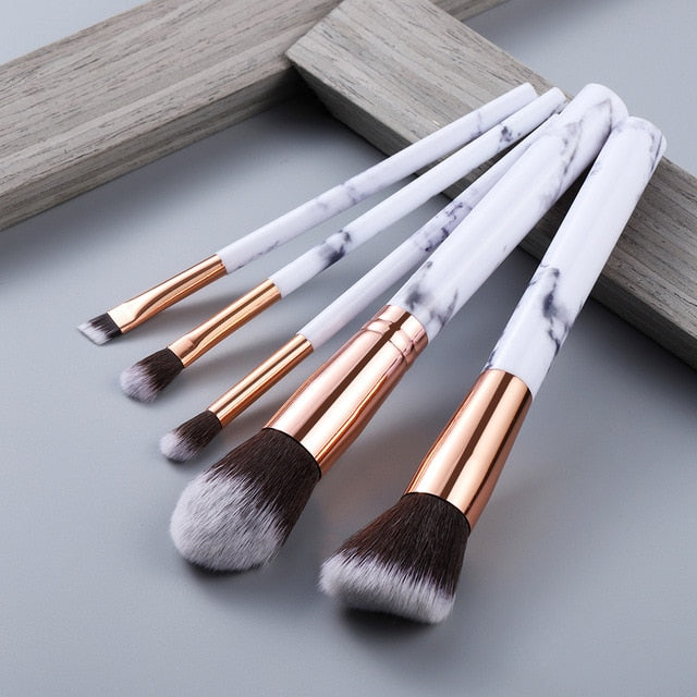 FLD 10 Pcs/ 8 Pcs professional makeup brush Set tools Powder Foundation Eyeshadow Lip Eyeliner Blush Marble Face Makeup Brushes