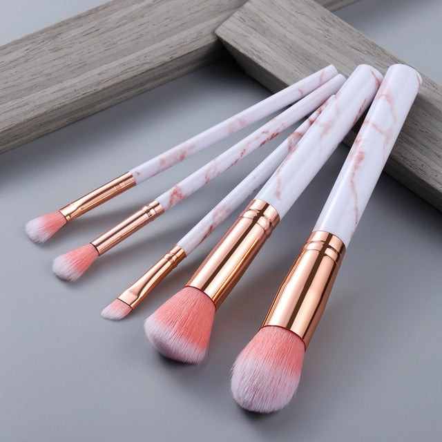 FLD 10 Pcs/ 8 Pcs professional makeup brush Set tools Powder Foundation Eyeshadow Lip Eyeliner Blush Marble Face Makeup Brushes