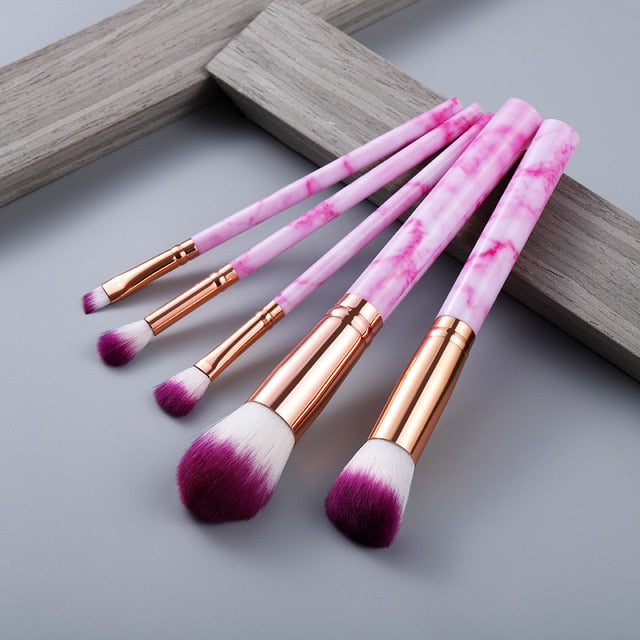 FLD 10 Pcs/ 8 Pcs professional makeup brush Set tools Powder Foundation Eyeshadow Lip Eyeliner Blush Marble Face Makeup Brushes