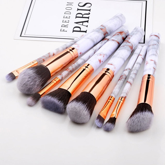 FLD 10 Pcs/ 8 Pcs professional makeup brush Set tools Powder Foundation Eyeshadow Lip Eyeliner Blush Marble Face Makeup Brushes