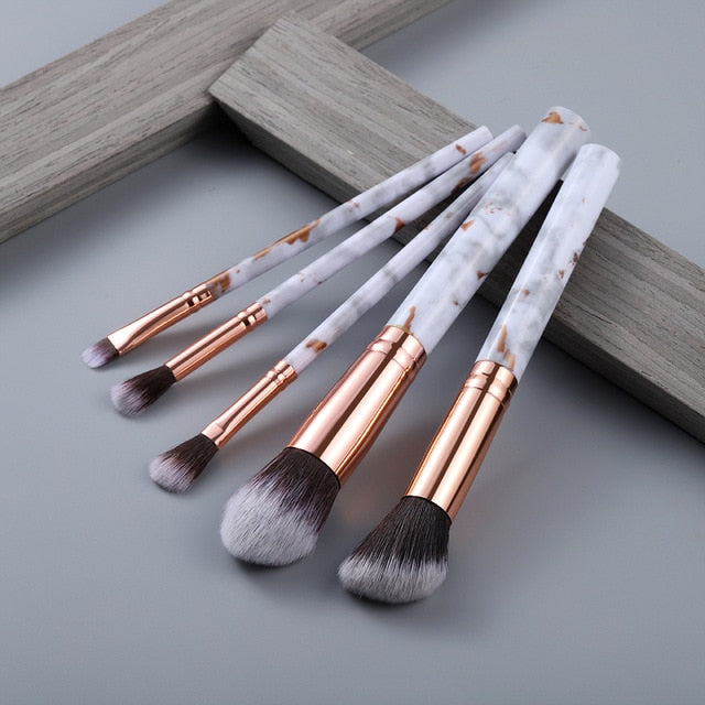 FLD 10 Pcs/ 8 Pcs professional makeup brush Set tools Powder Foundation Eyeshadow Lip Eyeliner Blush Marble Face Makeup Brushes