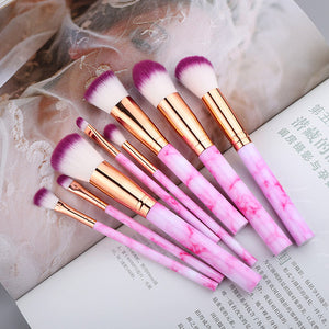 FLD 10 Pcs/ 8 Pcs professional makeup brush Set tools Powder Foundation Eyeshadow Lip Eyeliner Blush Marble Face Makeup Brushes