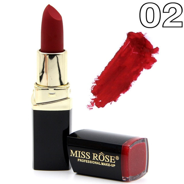 New MISS ROSE Lipstick Matte Waterproof Velvet Lip Stick 18 Colors Sexy Red Brown Pigments Makeup Matte Lipsticks Beauty Lips