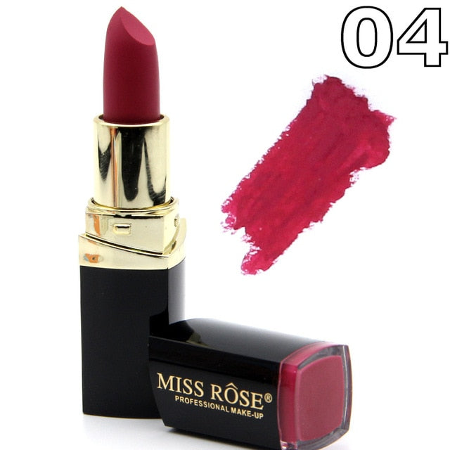 New MISS ROSE Lipstick Matte Waterproof Velvet Lip Stick 18 Colors Sexy Red Brown Pigments Makeup Matte Lipsticks Beauty Lips