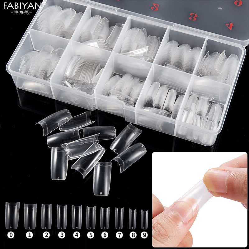 1 Box + 500pcs Tips Transparent Half Cover Fake False French Nail Art Artificial Acrylic Gel UV Manicure Design Set DIY Tool