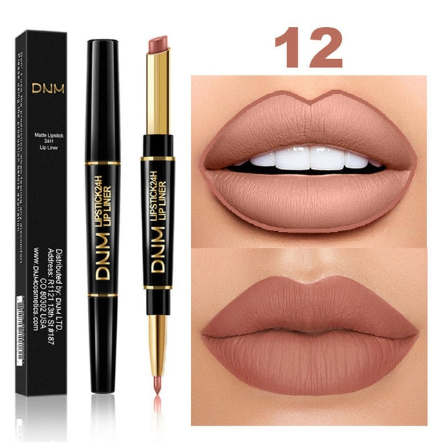 12 Colors Long-lasting Lip Liner Matte Lipsticks Double Head Lip Pencil Waterproof Moisturizing Makeup Contour Cosmetics TSLM2