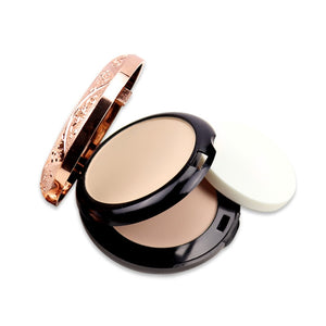 KAQIYA - 1002 Beauty Glazed Professional Full Coverage Long Lasting Makeup Face Powder Foundation Compact Powder Pressed Powder