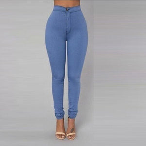 Slim Fit Skinny Jeans Woman White Black High Waist Render Elastic Jeans Vintage Long Pants Femme Casual Pencil Pants Denim Jeans